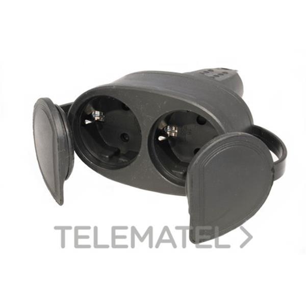 QRB 180017 Base aérea 2P + T 16A 250V IP44 caucho negro