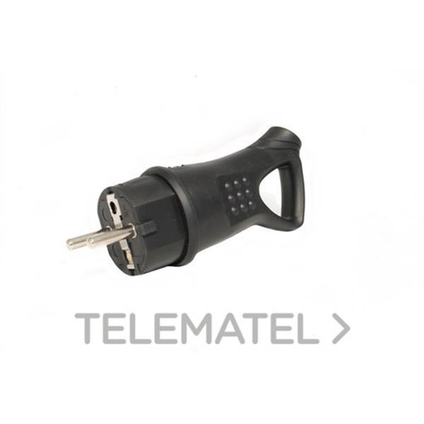 QRB 180019 Clavija 2P + T 16A 250V caucho negro con tirador