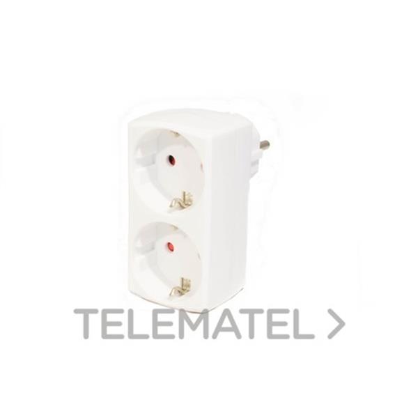 QRB 180021 Adaptador 2 tomas vertical 2P + T 16A 250V polipropileno blanco