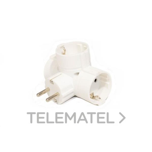 QRB 180022 Adaptador 3 tomas 2P + T 16A 250V polipropileno blanco