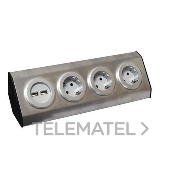 QRB 190005 Base múltiple 3 tomas + 2 Usb 2P + T 16A 250V