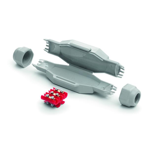 RAYTECH BETTY/4 Mini torpedo con gel BETTY/4 IP68/IP69K con conector 5x4mm² diámetro 10-16mm² gris (Blister