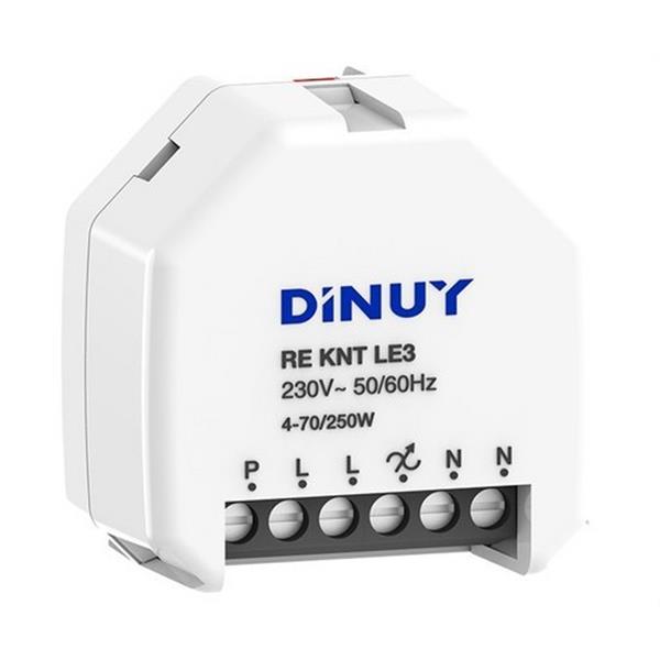 DINUY RE KNT LE3 Actuador regulación (Dimmer) 1 canal 250W para R/L/C y LEDs con entradas analógicas y binar