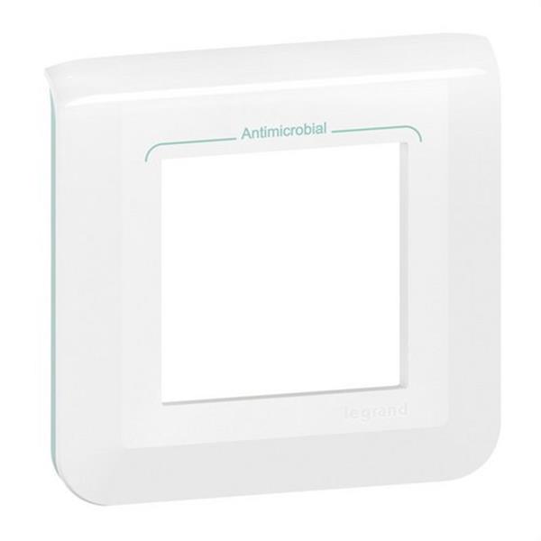 LEGRAND 078722L Placa Mosaic 2 módulos antibacteriano, blanco