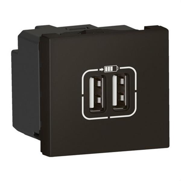 LEGRAND 079194L Base cargador USB A+A Mosaic 2 módulos 3A 230V, negro mate