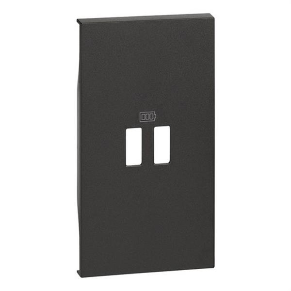 BTICINO KG12C Placa frontal LIVING NOW 2 módulos para bases cargador USB ref.4285/6/7C2, dark