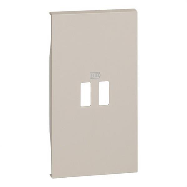 BTICINO KM12C Placa frontal LIVING NOW 2 módulos para bases cargador USB ref.4285/6/7C2, sand