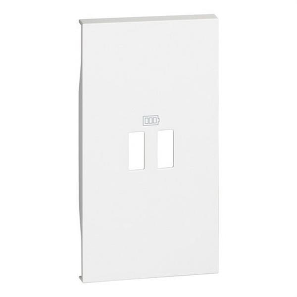 BTICINO KW12C Placa frontal LIVING NOW 2 módulos para bases cargador USB ref.4285/6/7C2, blanco