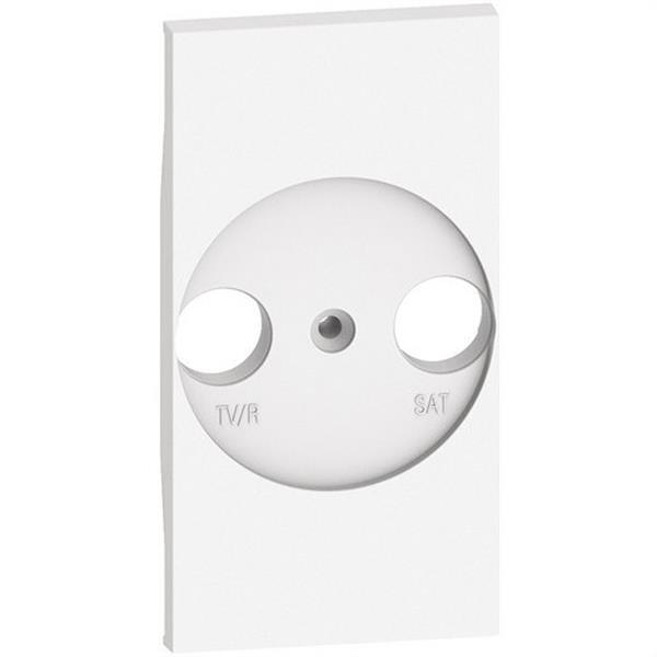 BTICINO KW4212 Placa frontal TV/R-SAT LIVING NOW 2 agujeros adaptable para otras bases TV, blanco