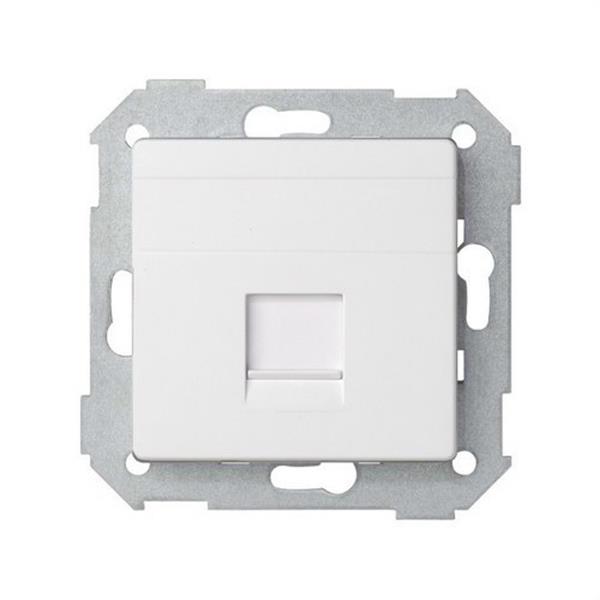 SIMON 8200005-090 Placa SIMON 82 V&D plana universal con guardapolvo para 1 conector RJ45 blanco mate