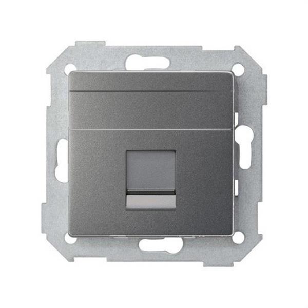 SIMON 8200005-096 Placa SIMON 82 V&D plana universal con guardapolvo para 1 conector RJ45 titanio