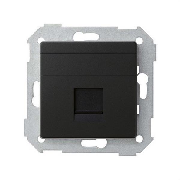 SIMON 8200005-098 Placa SIMON 82 V&D plana universal con guardapolvo para 1 conector RJ45 negro mate