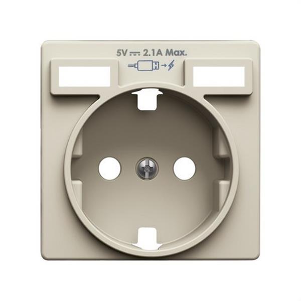 SIMON 8200049-031 Tapa SIMON 82 para base de enchufe schuko con 2 bocas carga USB 2.1A tipo A marfil