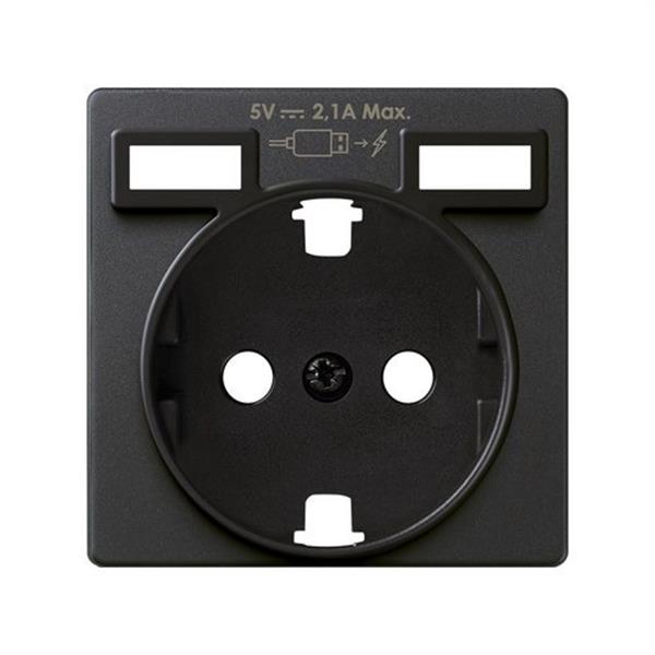 SIMON 8200049-038 Tapa SIMON 82 para base de enchufe schuko con 2 bocas carga USB 2.1A tipo A grafito