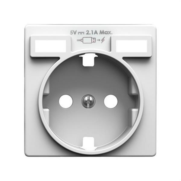SIMON 8200049-090 Tapa SIMON 82 para base de enchufe schuko con 2 bocas carga USB 2.1A tipo A blanco mate