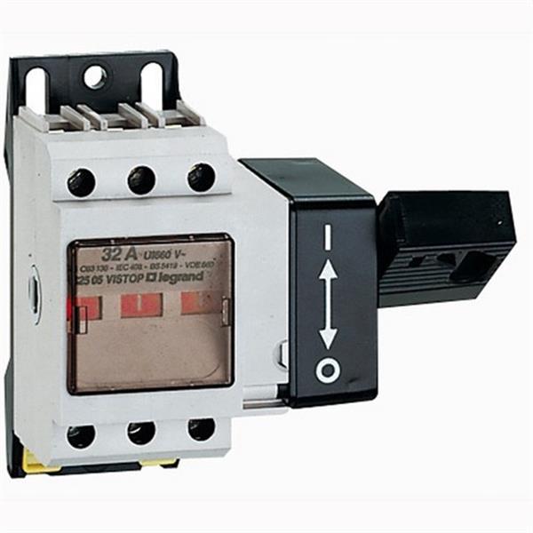LEGRAND 022505 Interruptor seccionador 3P 32A mando lateral tornillo rail