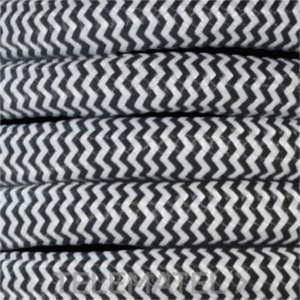 ALVICO BRO-023BLW Cable redondo trenzado textil 2x0,75mm black/white