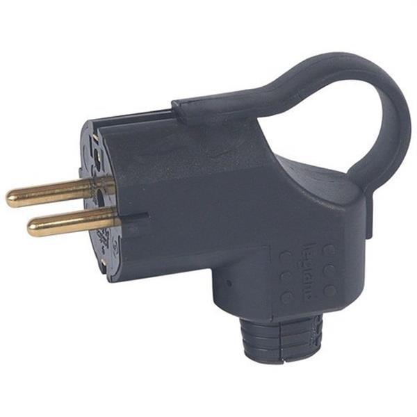 LEGRAND 050252 Clavija salida lateral caucho negro con tirador