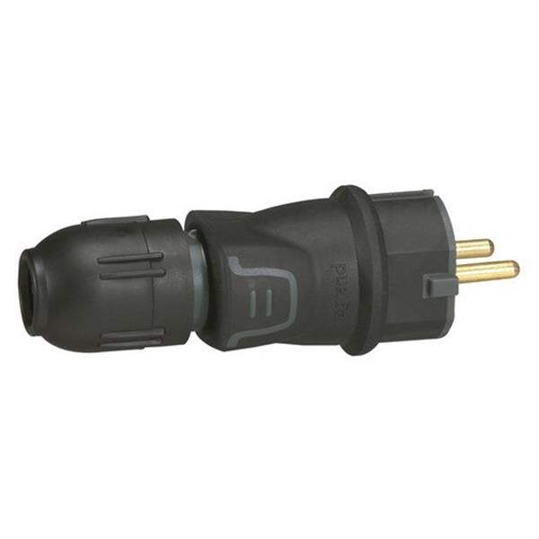 Clavija bipolar 250V 2 A con cable de 2 mtrs de 2x0,75 mm en negro