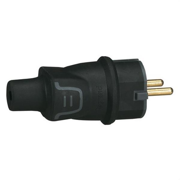 LEGRAND 050342 Clavija 2P + TT 16A IP44 caucho negro