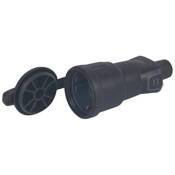 LEGRAND 050344 Base 2P + TT 16A con tapa IP44 caucho negro