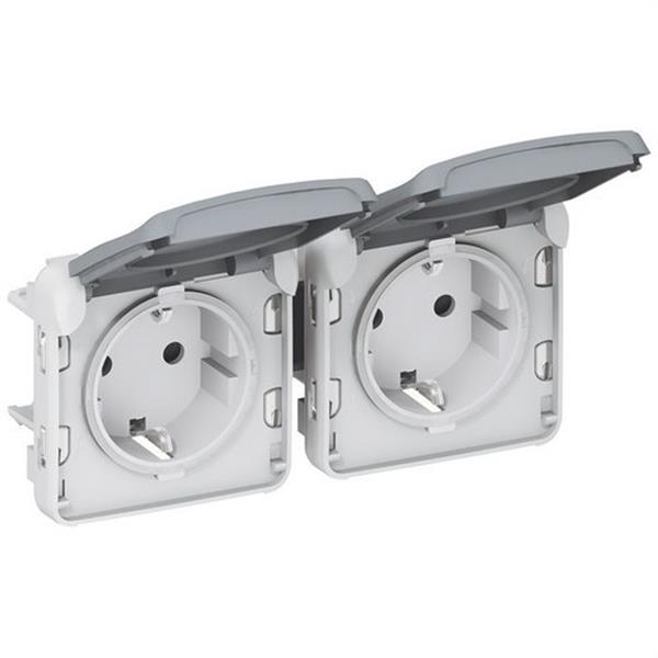 LEGRAND 069576 Toma 2xP + TT horizontal E/S plexo gris