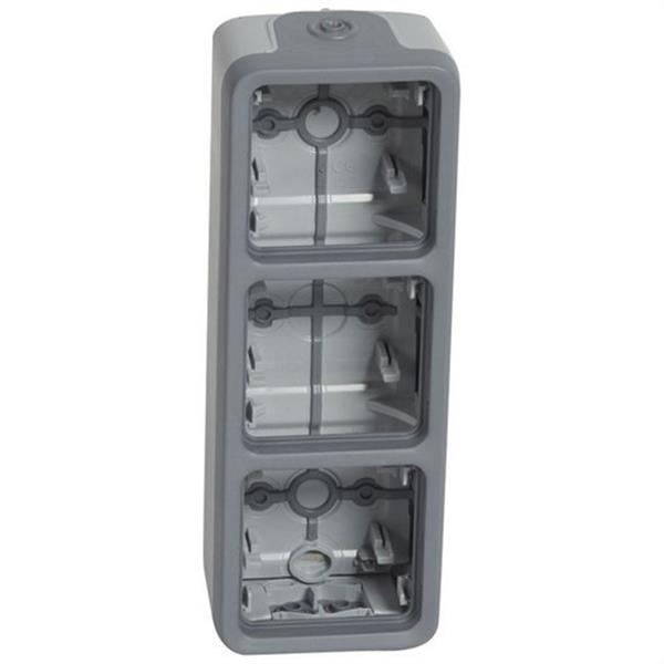 LEGRAND 069679 Caja superficie vertical 3 posiciones plexo gris