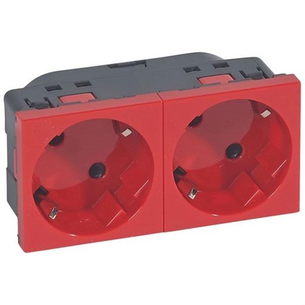 LEGRAND 077272 Toma 2x2P + TT lateral rojo MOSAIC-II