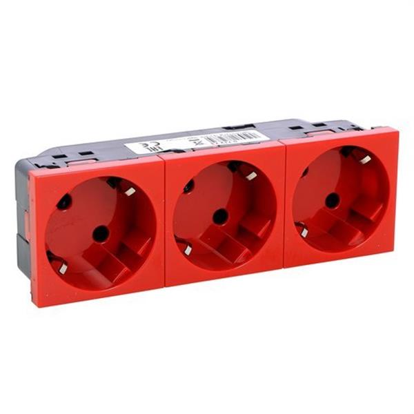 LEGRAND 077273 Toma 3x2P + TT lateral MOSAIC-II rojo