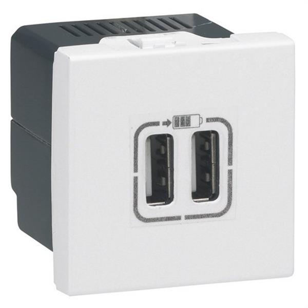 LEGRAND 077594 Alimentador 2xUSB MOSAIC 2 módulos blanco