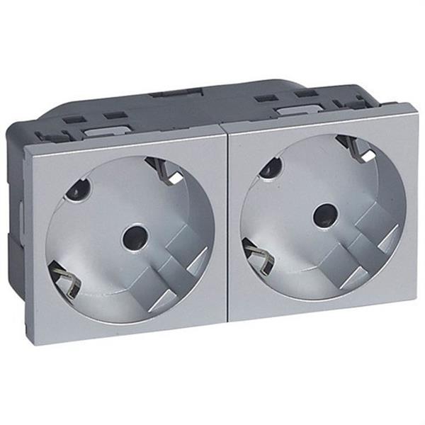 LEGRAND 079282 Toma 2x2P + TT lateral MOSAIC-II aluminio