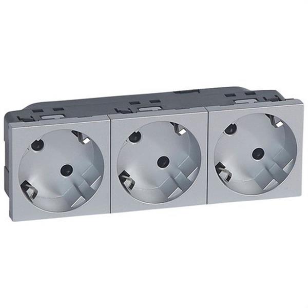 LEGRAND 079283 Toma 3x2P + TT lateral MOSAIC-II aluminio