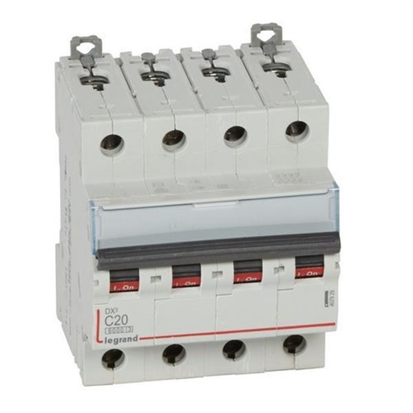 LEGRAND 407929 Magnetotérmico DX3 6/10kA-C 4P 20A