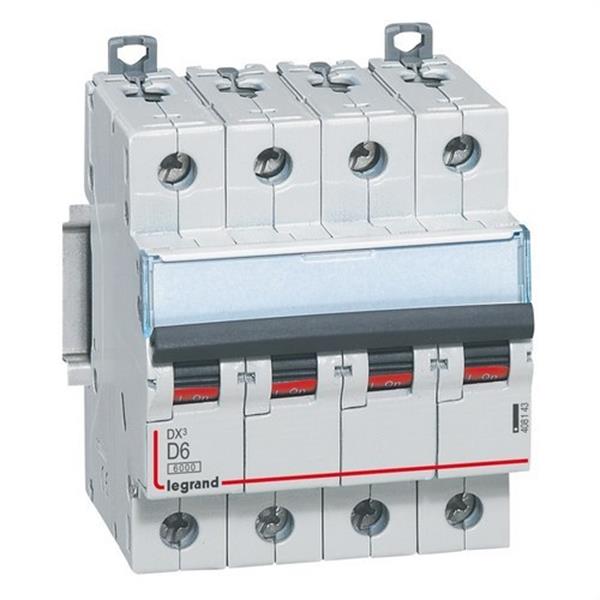 LEGRAND 408143 Magnetotérmico DX3 6/10kA-D 4P 6A