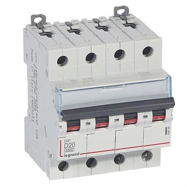 LEGRAND 408148 Magnetotérmico DX3 6/10kA-D 4P 20A