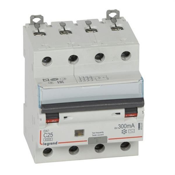LEGRAND 411207 Magnetotérmico diferencial DX3 4P 300mA C25