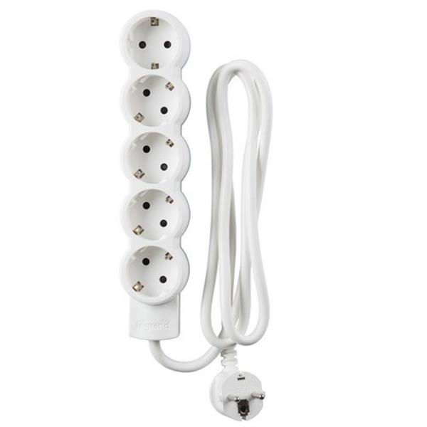 LEGRAND 695011 Base múltiple STD 5x2P + TT cable 1,5m sin interruptor