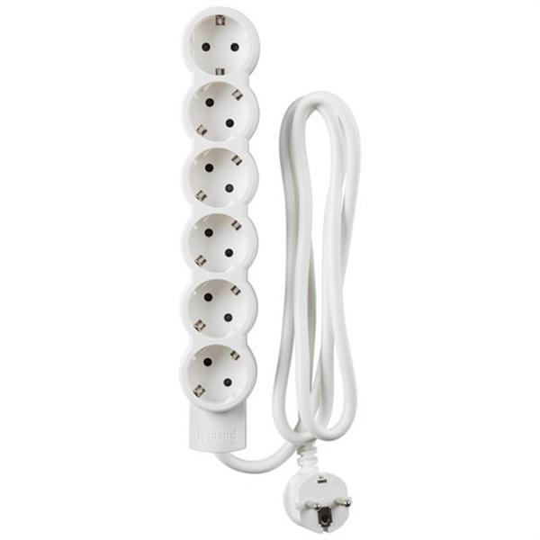 LEGRAND 695016 Base múltiple STD 6x2P + TT cable 1,5m sin interruptor