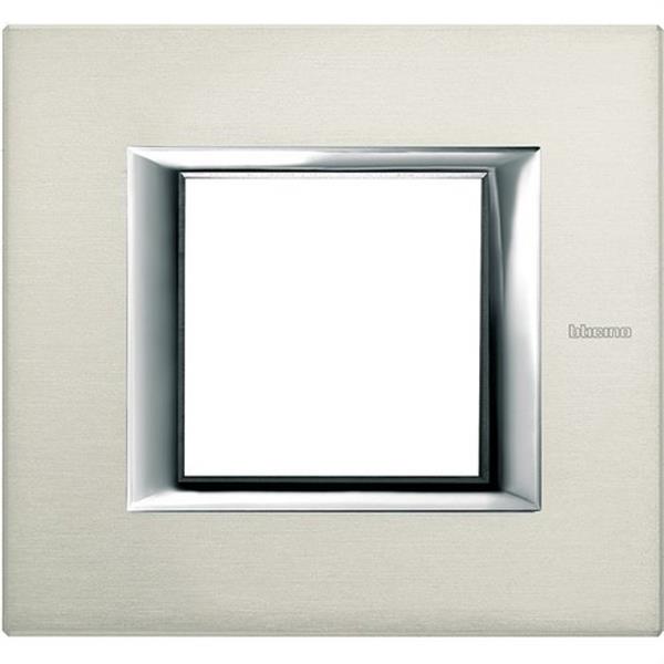 BTICINO HA4802XC Placa con 2 módulos AXOLUTE en aluminio pulido
