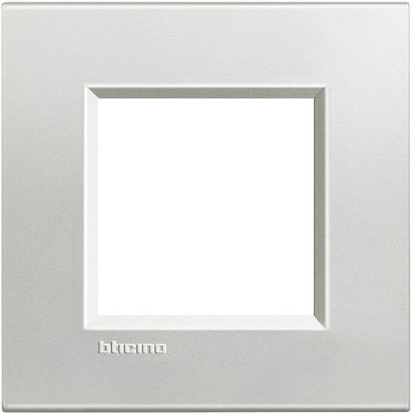BTICINO LNA4802AG Placa con 2 módulos en color plata