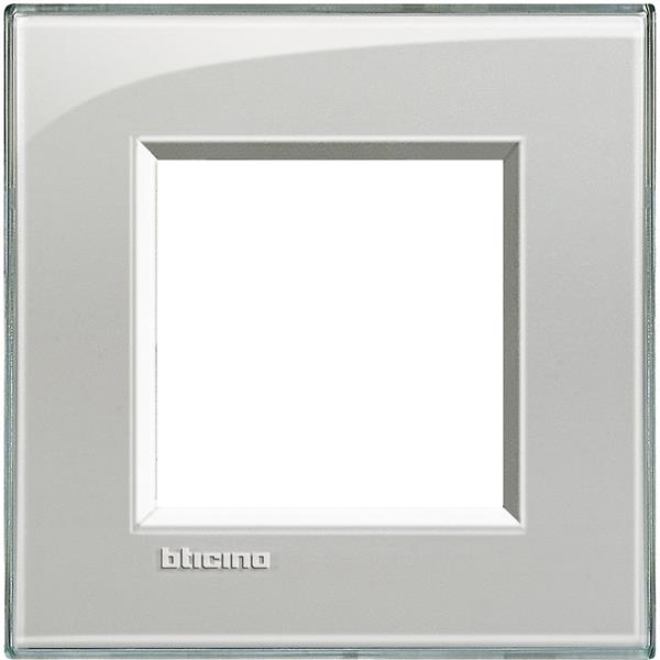BTICINO LNA4802KG Placa con 2 módulos en color gris hielo