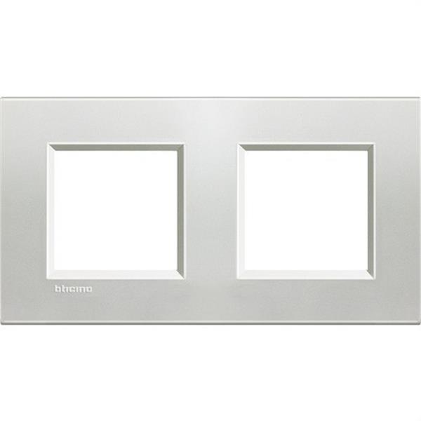 BTICINO LNA4802M2AG Placa 2+2 módulos en color plata