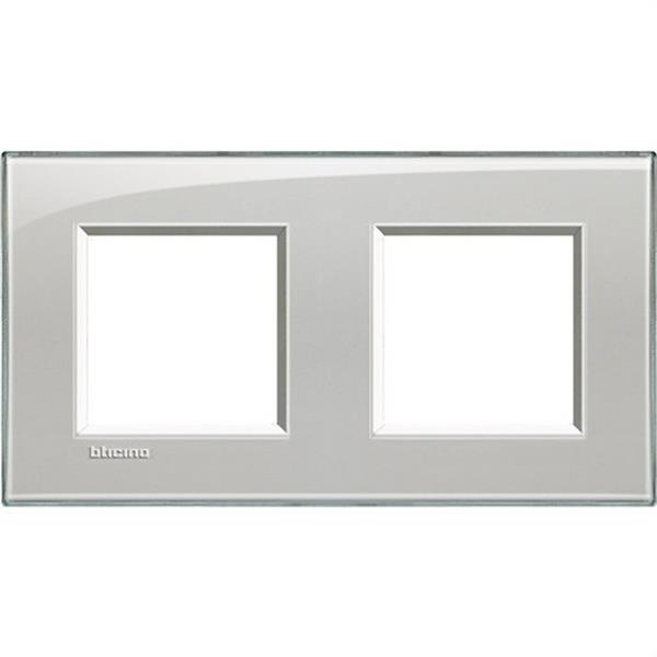 BTICINO LNA4802M2KG Placa 2+2 módulos en color gris hielo