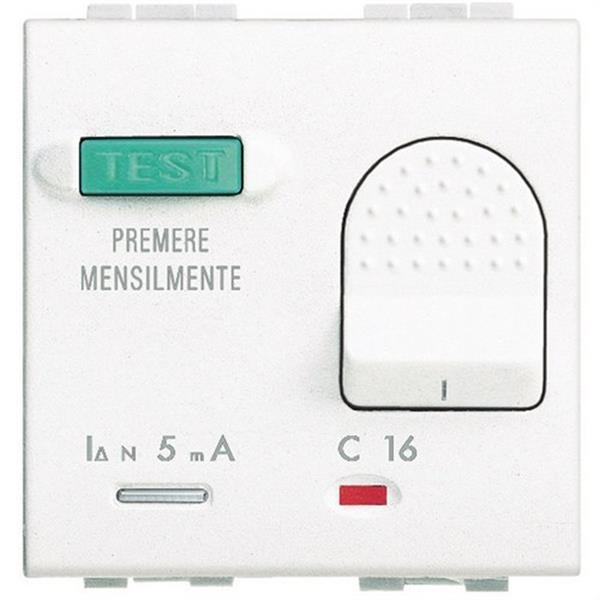 BTICINO N4305/16 Diferencial LIGHT 1P+N 16A 10mA con 2 módulos blanco