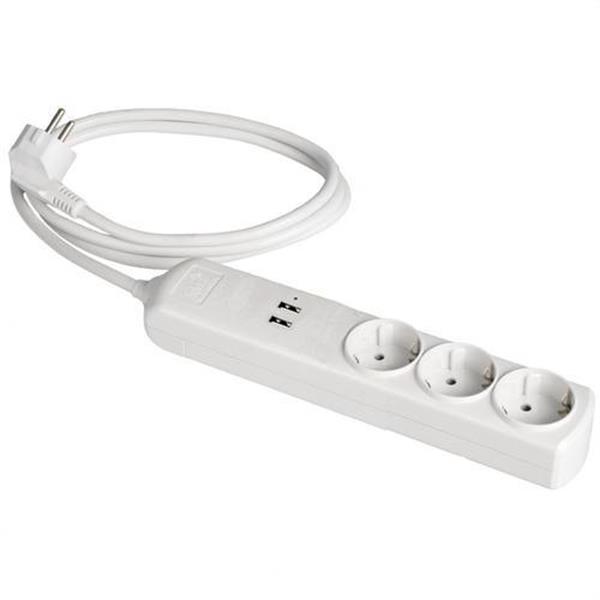 SOLERA 8013USB Base múltiple de 3 tomas con prolongador 1,5m con 2 tomas USB