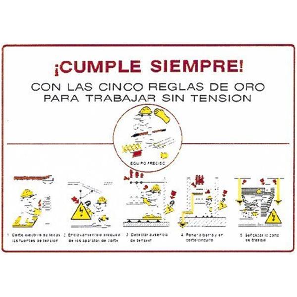PROIMAN CRO42P Señal cinco reglas oro 420x297mm PVC
