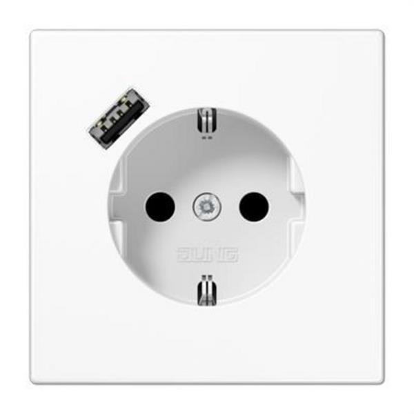 JUNG LS1520-18AWW Enchufe Schuko® con USB tipo A serie LS blanco alpino