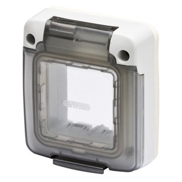 GEWISS GW27403 Tapa COMBI IN con puerta rígida transparente ahumada 2 módulos gris RAL7035 IP65