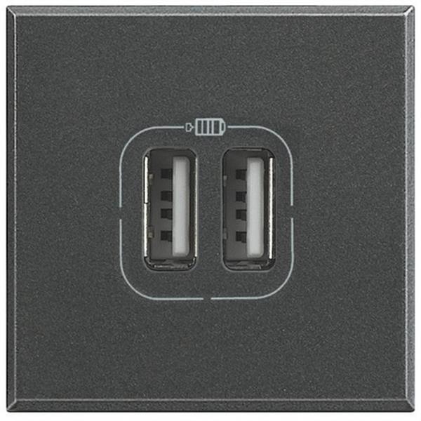 BTICINO HS4285C2 Base USB AX 1550mA/5V con 2 módulos en color antracita