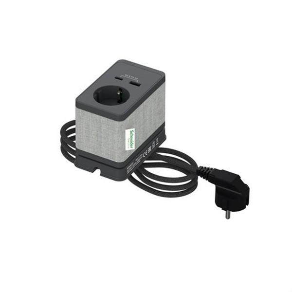 SCHNEIDER ELECTRIC INS44051 Base escritorio S schuko USB A y C antracita y gris
